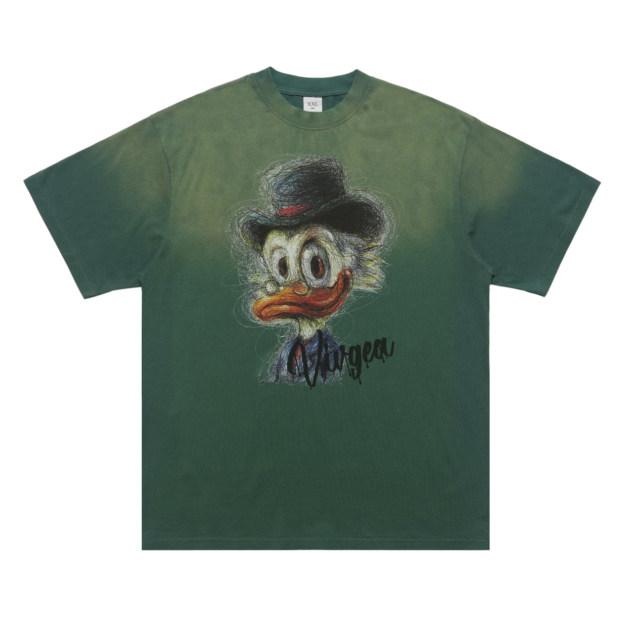 Duck cartoon t-shirt retro print tee old school top in green