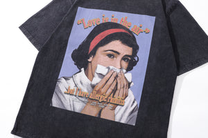 Love t-shirt funny slogan tee retro poster top in vintage grey