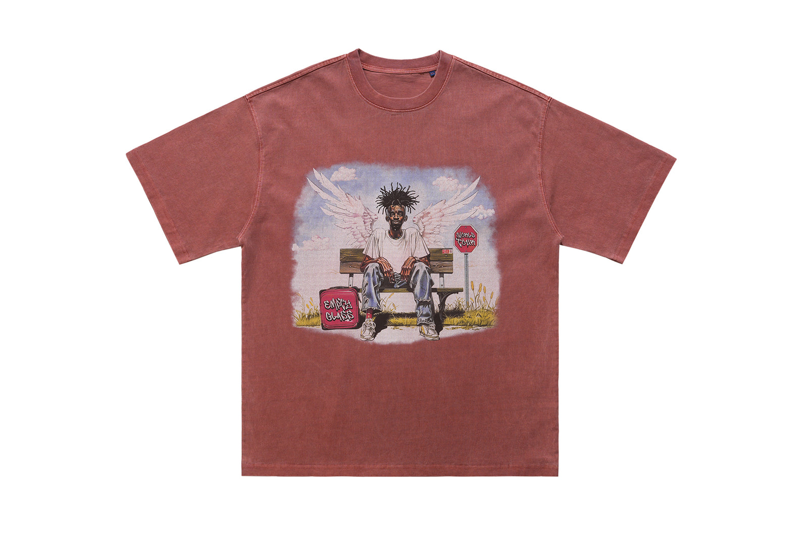 Dead rapper t-shirt hip-hop tee angel print top in brown
