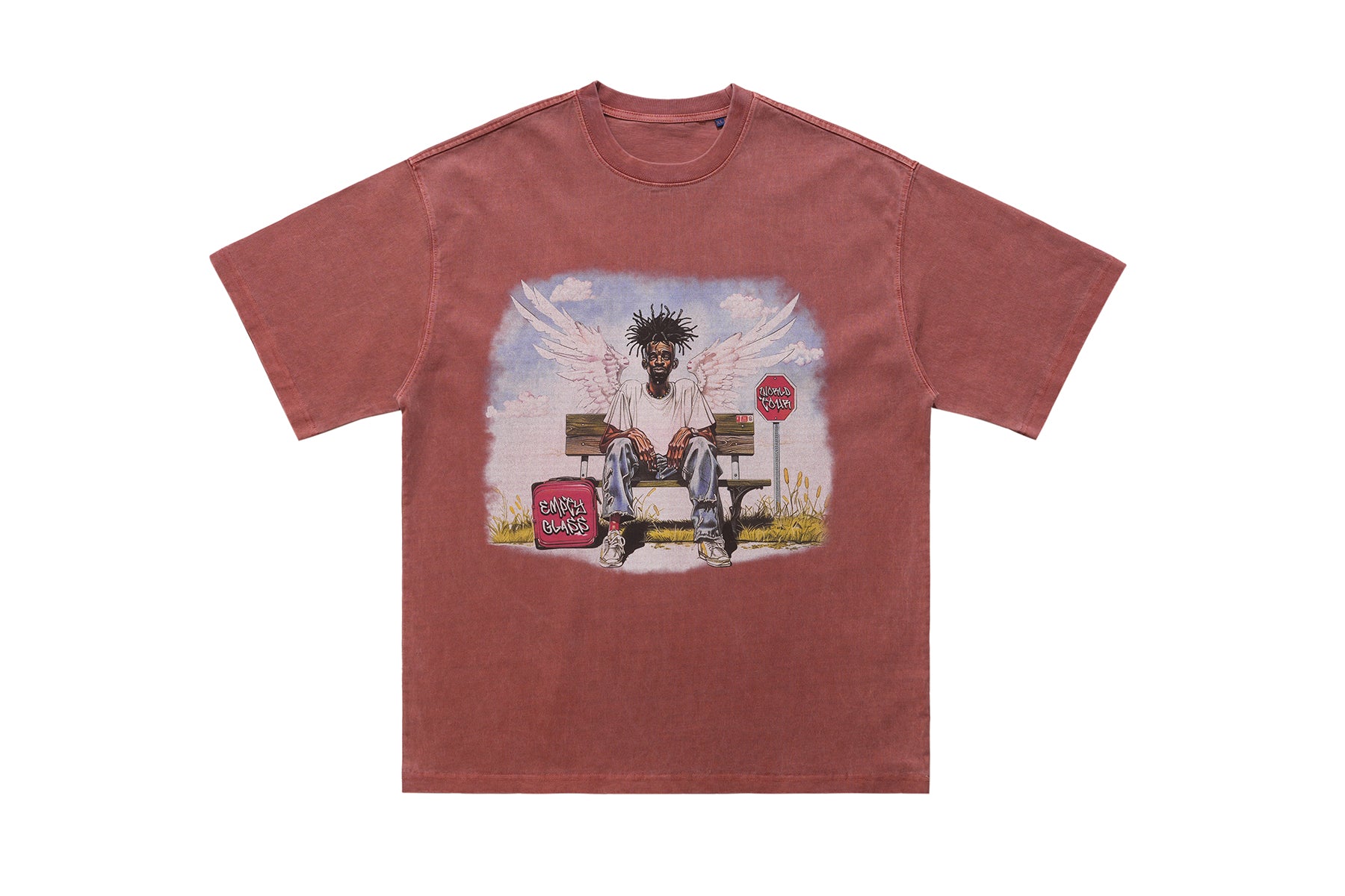 Dead rapper t-shirt hip-hop tee angel print top in brown