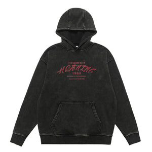 Palm print hoodie vintage hip-hop pullover retro gangster top tattoo print jumper in acid grey