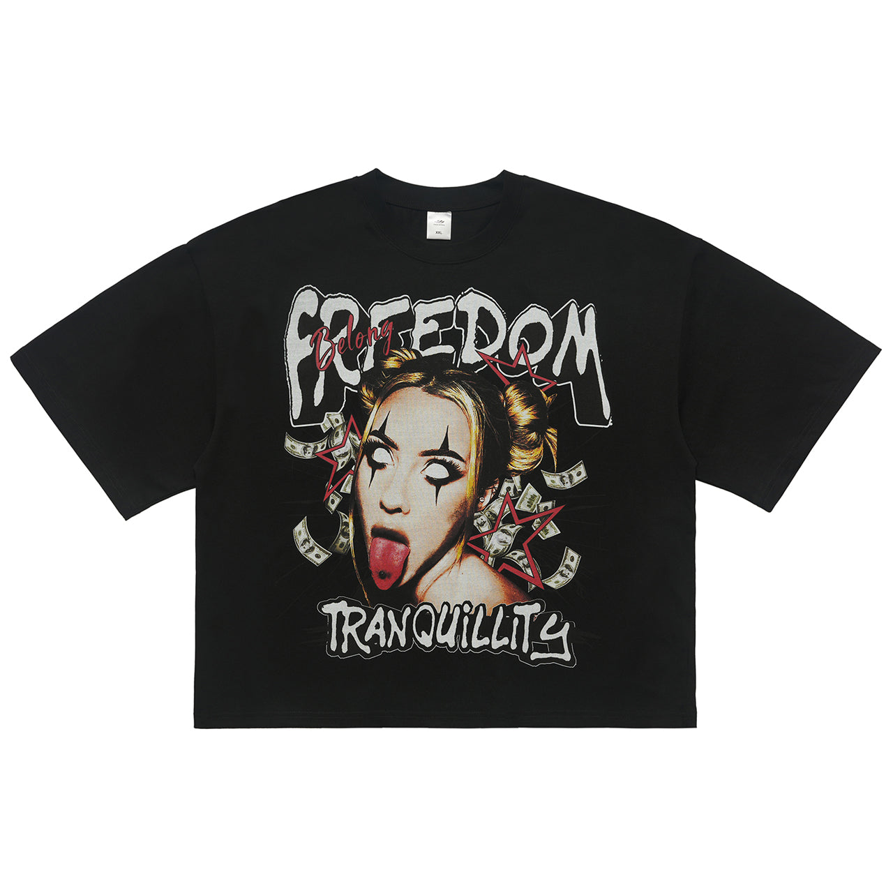 Freedom t-shirt piece slogan tee creepy y2k girl print top in black