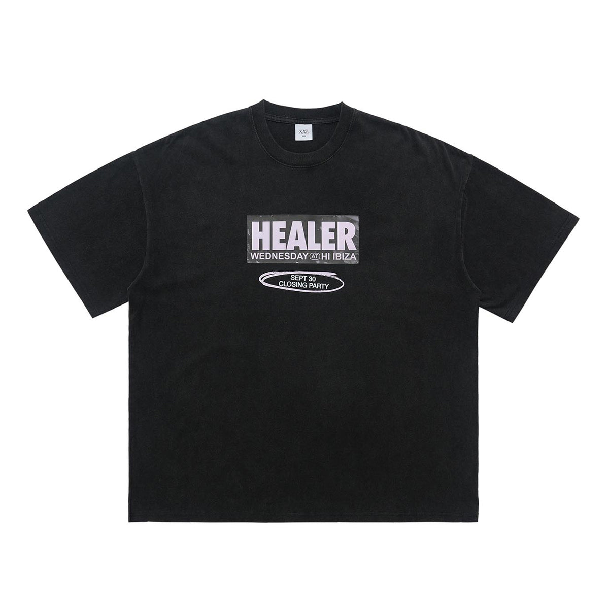 Ibiza t-shirt healer slogan top grunge raver tee retro party jumper in black
