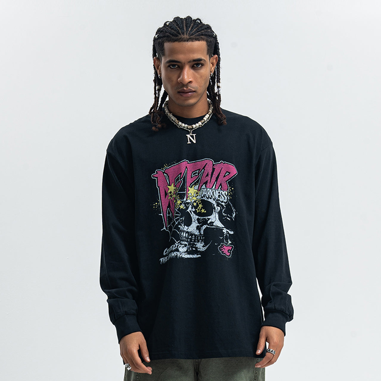 Cyberpunk long sleeve top virtual reality t-shirt in black