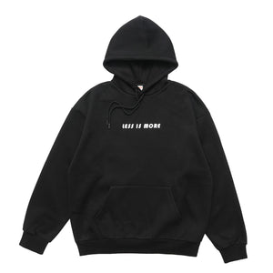 Volcano print hoodie gorpcore flame pullover less is more slogan jumper in black