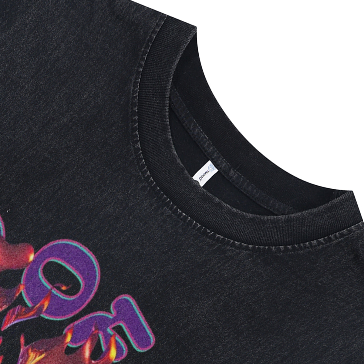 Cyberpunk sleeveless t-shirt retro chrome slogan surfer vest heart print tank top in acid wash black