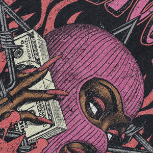 Balaclava print sleeveless t-shirt aristocrat slogan surfer vest gangster tank top in acid wash black