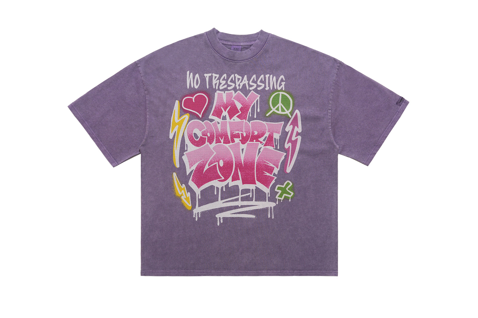Hippie t-shirt 90s graffiti top motivational slogan tee in  purple