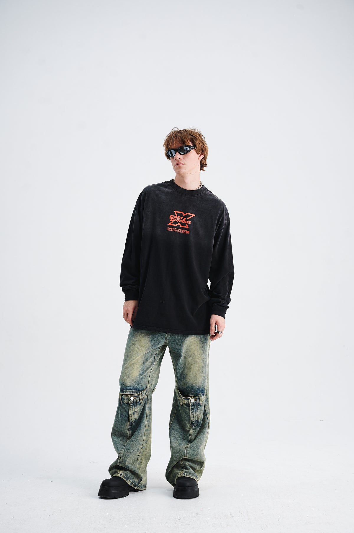 Fast & furious slogan jumper long sleeve motorsports jumper racing t-shirt in black