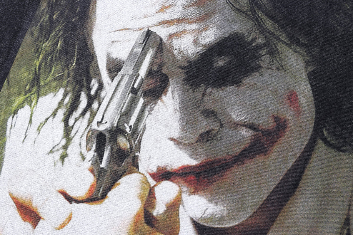 Joker t-shirt clown print tee retro gangster top in vintage grey