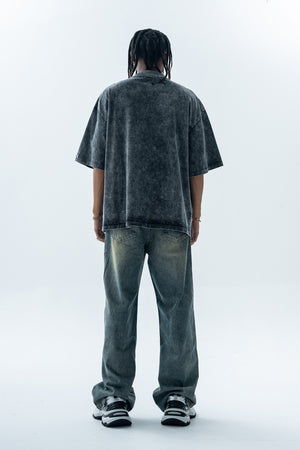 Creepy t-shirt brain slogan tee grunge top in blue