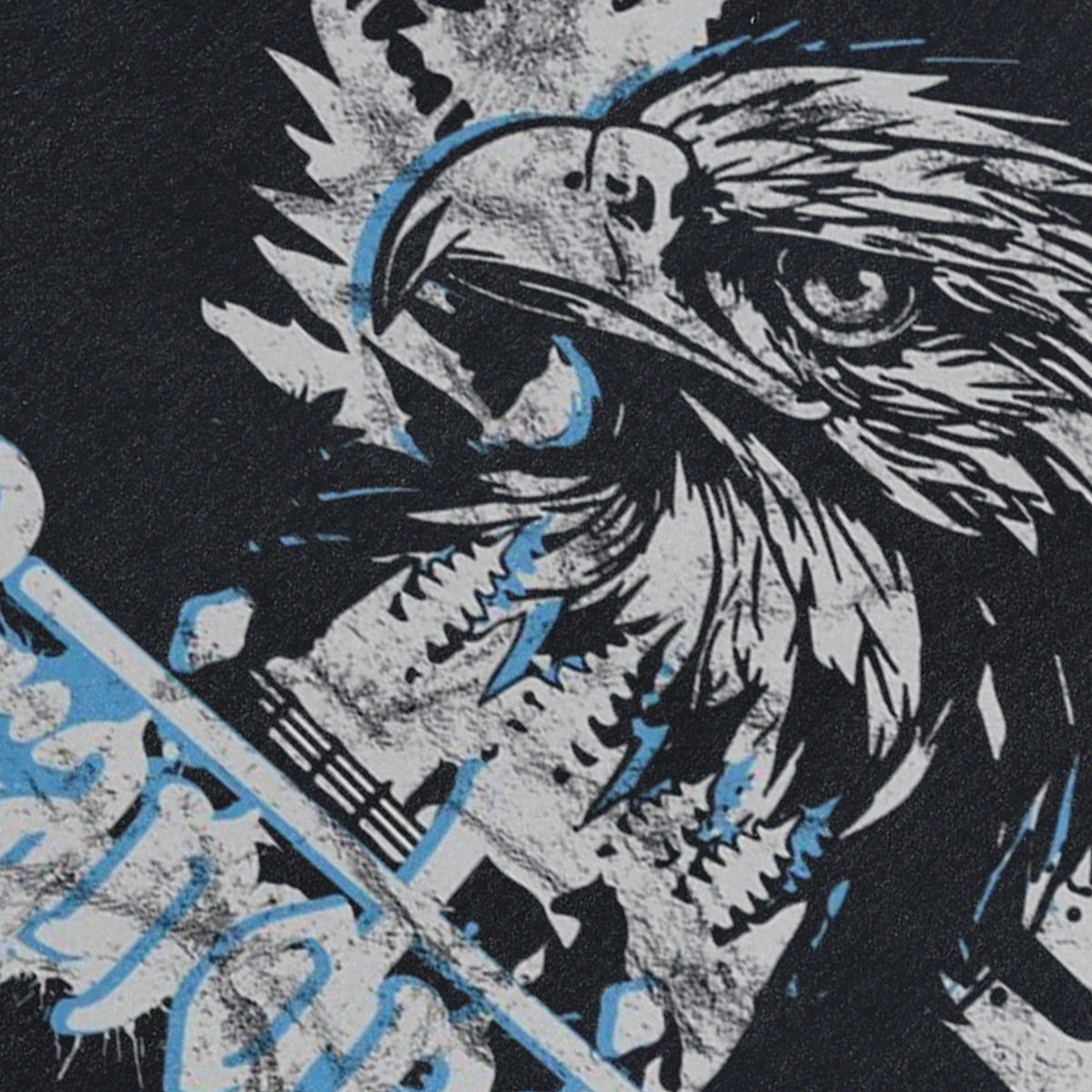 Eagle print sleeveless t-shirt 80s pattern surfer vest retro bird cartoon tank top in acid wash black