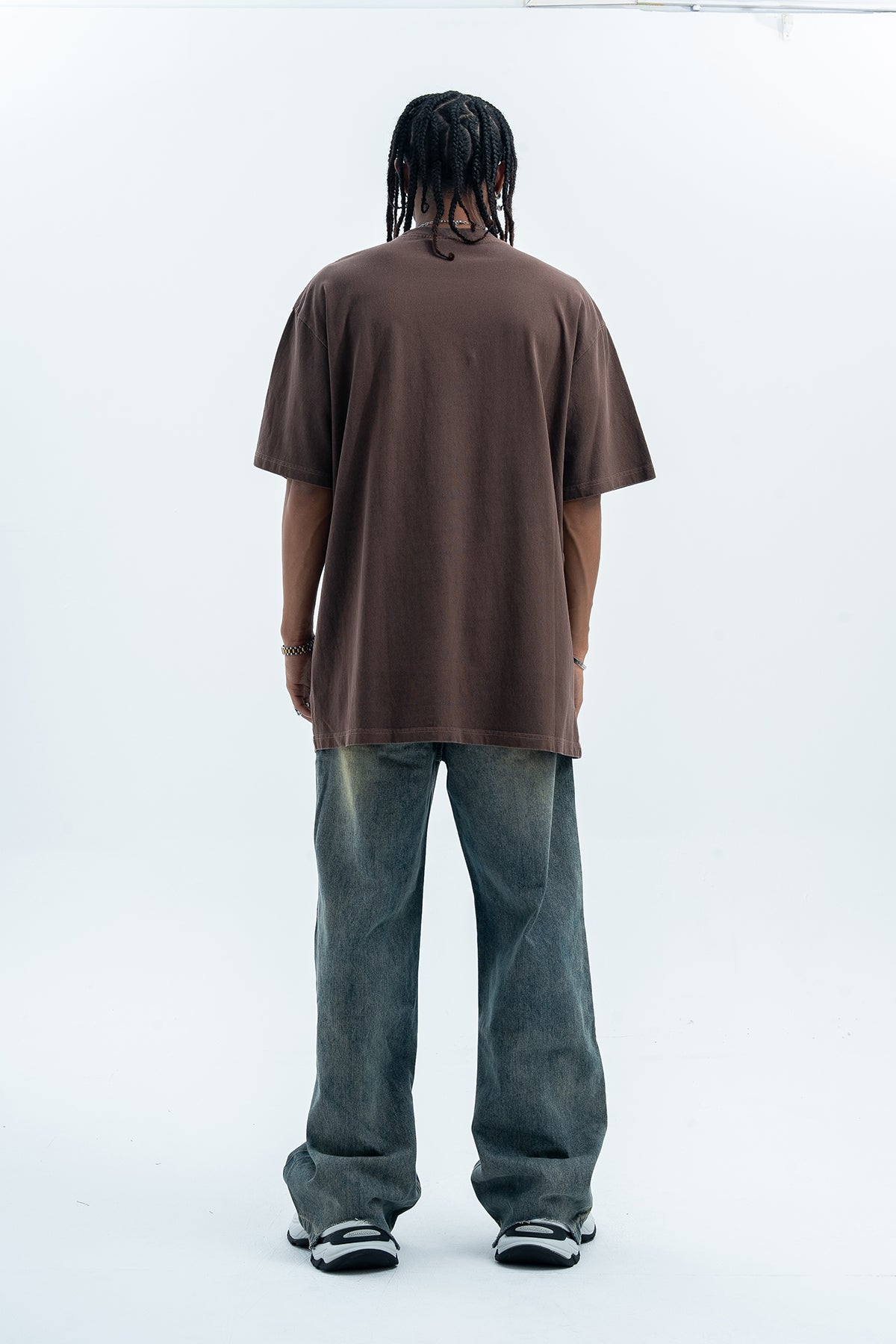 Psychedelic t-shirt Aura top Angel print tee in Brown