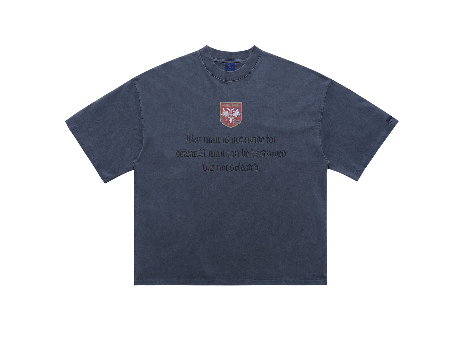 Motivational t-shirt retro grunge top old slogan tee in blue