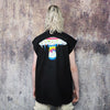 Psychedelic sleeveless t-shirt mushroom print tank rave top retro surfer vest panic slogan jumper in black