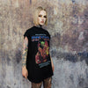 Y2K print sleeveless t-shirt cyber punk tank top retro slogan surfer vest grunge raver top in black