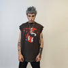 Doberman sleeveless t-shirt angry dog tank fangs print tee grunge punk top retro surfer vest Halloween jumper in grey