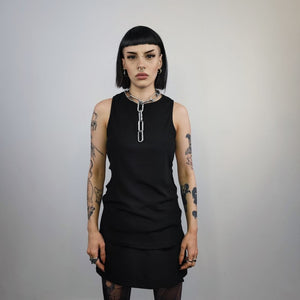 Cutout sleeveless t-shirt cyberpunk tank top distressed tee gothic festival top retro surfer vest cut out holes jumper in black