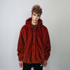 Luxury faux fur jacket handmade premium festival fleece coat fluffy hooded bomber grunge varsity tie-dye puffer in black red