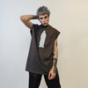 Sleeveless Gothic t-shirt statue print tank top grunge rocker jumper retro surfer vest in grey