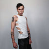 Cutout sleeveless t-shirt cyberpunk tank top distressed tee gothic festival top retro surfer vest cut out holes jumper in white