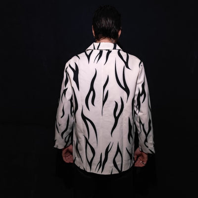 Zebra blazer animal print jacket formal going out tuxedo fancy dress bomber rave party coat tribal varsity coat catwalk stripe jacket white