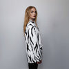 Zebra blazer animal print jacket formal going out tuxedo fancy dress bomber rave party coat tribal varsity coat catwalk stripe jacket white