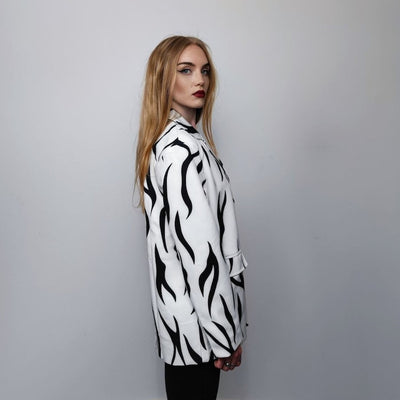 Zebra blazer animal print jacket formal going out tuxedo fancy dress bomber rave party coat tribal varsity coat catwalk stripe jacket white