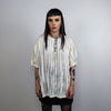 Fringed t-shirt textured grunge top see-through punk tee unusual transparent gothic tshirt catwalk jumper in cream