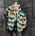 Festival fleece jacket handmade detachable fluffy rave bomber fluorescent faux fur premium Gay pride top coat in rainbow