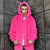 Pink fleece jacket handmade detachable fluffy bomber fluorescent faux fur premium Barbie coat in bright neon pink