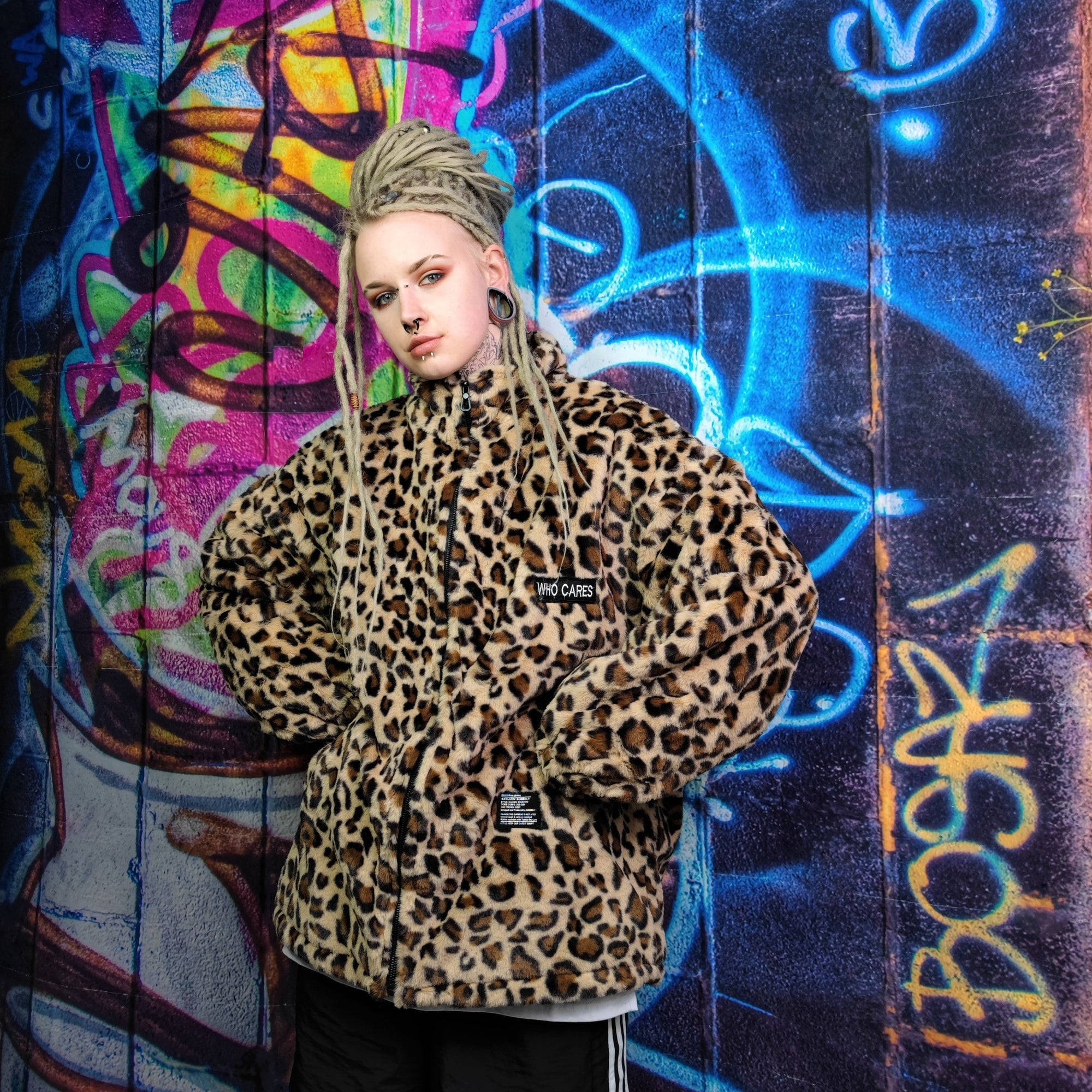 Leopard fleece jacket in brown animal print fluffy bomber