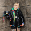 Bandanna bomber handmade detachable paisley puffer devil horn jacket cashew print coat two sided jacket in rainbow