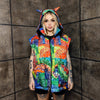 Bandanna bomber handmade detachable paisley puffer devil horn jacket cashew print coat two sided jacket in rainbow