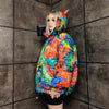 Bandanna bomber handmade detachable paisley puffer devil horn jacket cashew print coat two sided jacket in rainbow