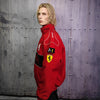 F1 racing jacket multi patch Ferrari motorcycle varsity vintage Formula one letterman bomber premium biker jacket in red