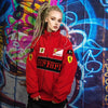 F1 racing jacket multi patch Ferrari motorcycle varsity vintage Formula one letterman bomber premium biker jacket in red