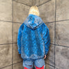 Luxury snake jacket faux fur python print bomber handmade detachable fluffy fleece puffer premium grunge hooded coat in blue