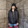 Devil horn bomber handmade detachable faux fur puffer reversible grunge fleece jacket two sided Gothic coat in black