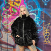 Devil horn bomber handmade detachable faux fur puffer reversible grunge fleece jacket two sided Gothic coat in black