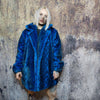 Luxury faux fur snake coat python print bomber handmade detachable fluffy jacket fleece puffer premium grunge trench in blue