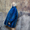 Luxury faux fur snake coat python print bomber handmade detachable fluffy jacket fleece puffer premium grunge trench in blue