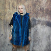 Luxury faux fur snake coat python print bomber handmade detachable fluffy jacket fleece puffer premium grunge trench in blue