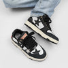 Denim patch sneakers stars applique classic trainers jeans skater shoes retro chunky high tops in black white