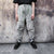 Grey soft fleece joggers luminous detachable pants handmade shiny faux fur raver shorts premium festival overalls in electric light gray