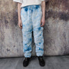 Soft fleece joggers tie-dye detachable fluffy pants handmade gradient faux fur raver shorts premium festival overalls in electric sky blue