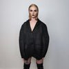 Transparent blazer structured mesh jacket sheer bomber utility catwalk coat see-through gorpcore jacket sexy varsity in black