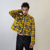 Punk tartan jacket plaid print grunge bomber catwalk gingham varsity jacket rocker bomber metalcore coat premium clueless blazer in yellow