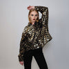 Sequin jacket cropped party blazer embellished bomber grunge sparkly aviator catwalk coat premium going out varsity glam rocker coat in gold