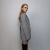 Colourblock blazer spliced party jacket houndstooth sparkly bomber grunge dogtooth Cruella De Vil coat premium catwalk jacket in white check